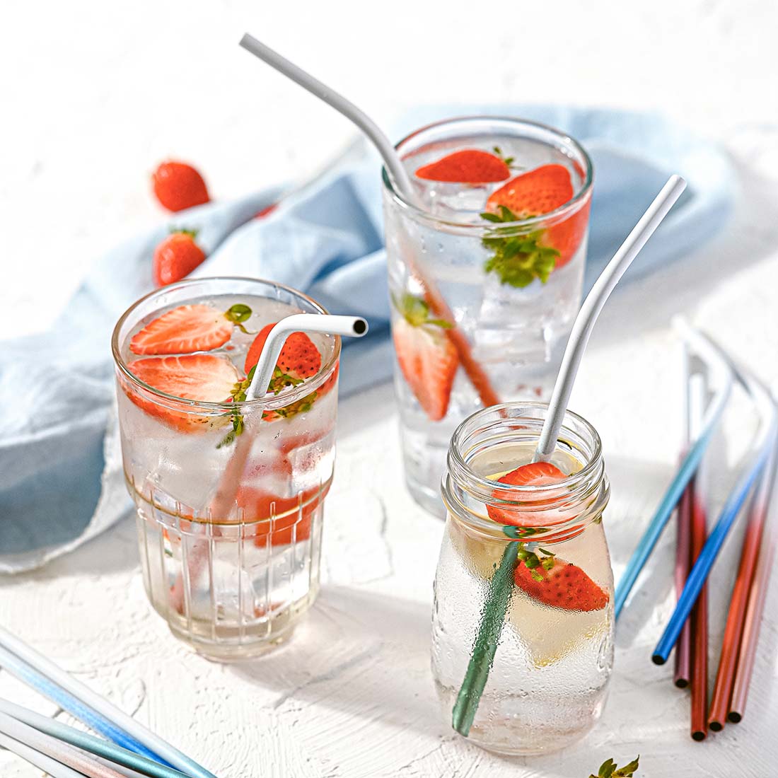 Stainless Steel Reusable Straw Set | Ocean Inspired (Pack of 8)