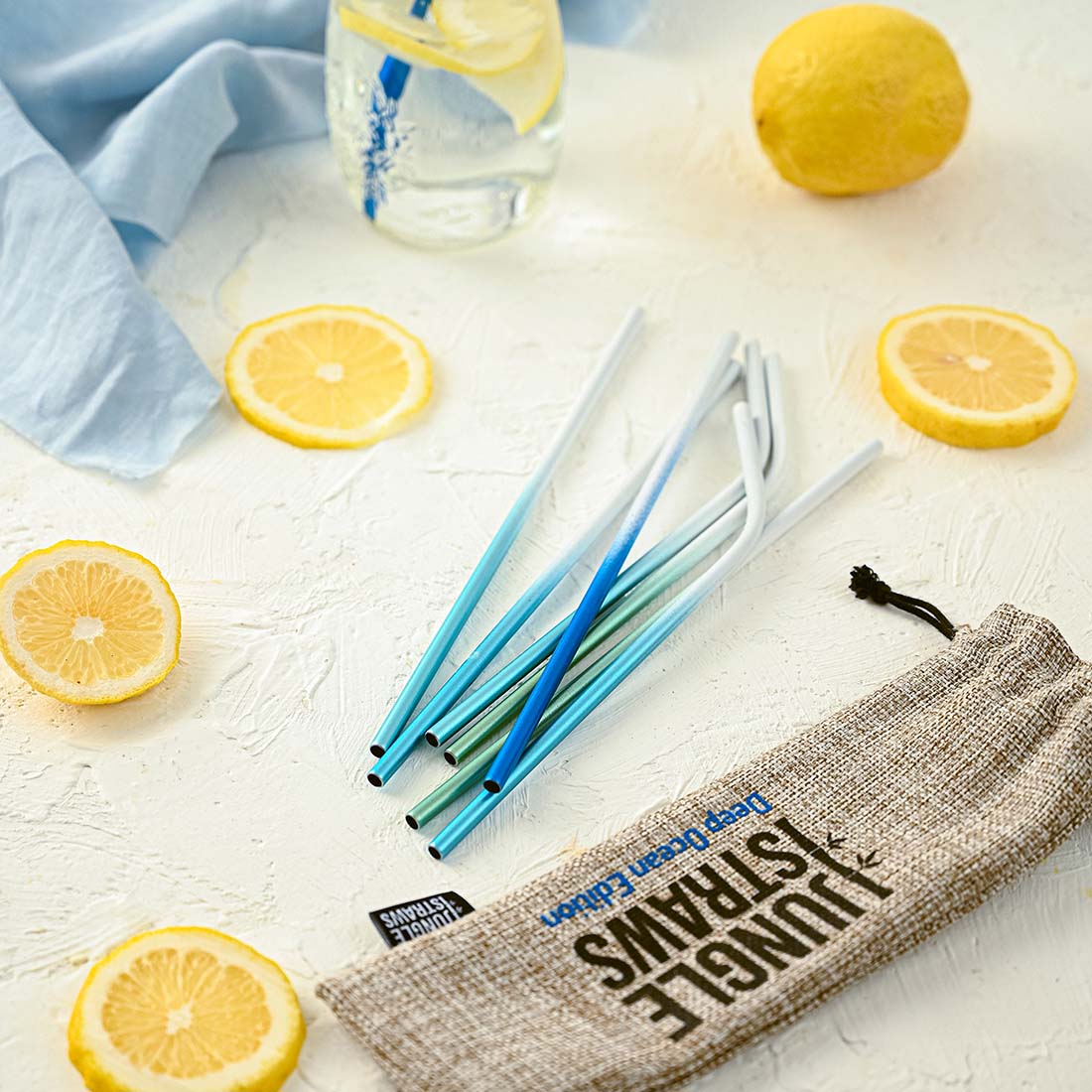 Stainless Steel Reusable Straw Set | Ocean Inspired (Pack of 8)